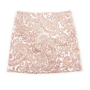 J. CREW Stretch pink brown print skirt size 2